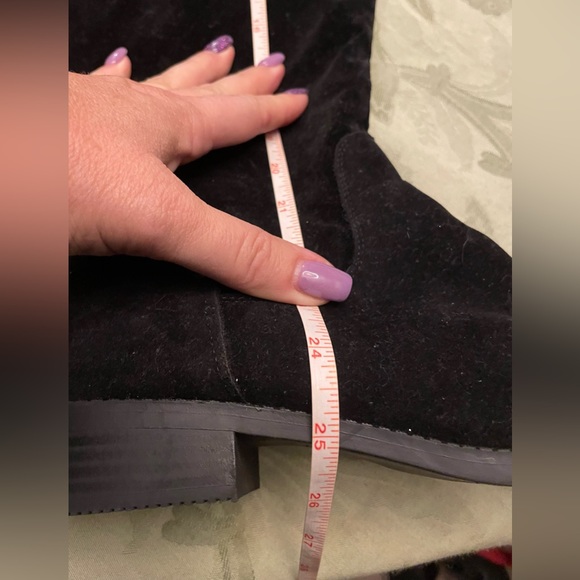 New Ramona High Over-The-Knee Lace Up Faux Suede Flat Boot in Black 8 Extra Wide - Picture 14 of 16